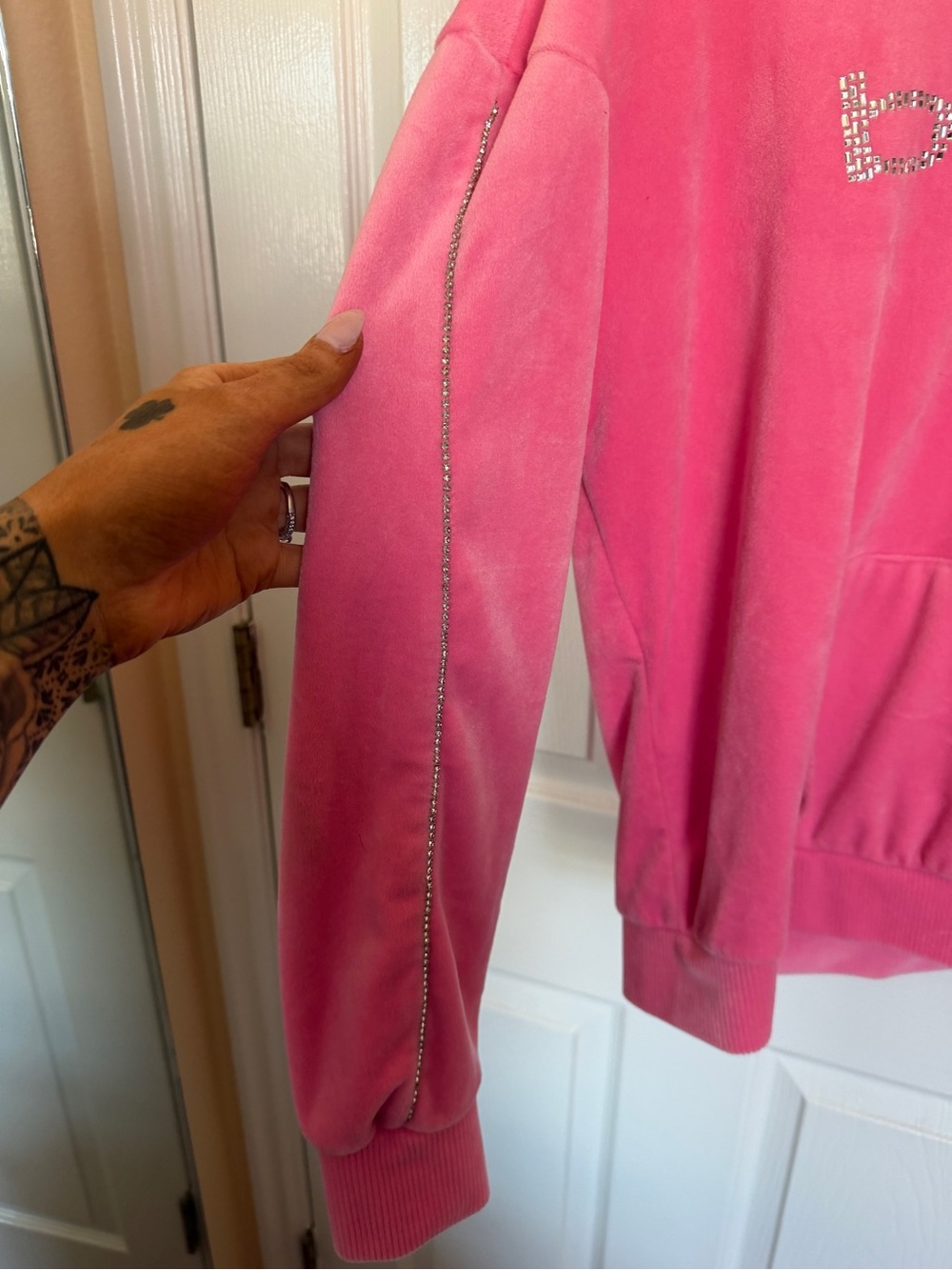 Bebe X Ciara Hot Pink Rhinestone Hoodie - Picture 4 of 7